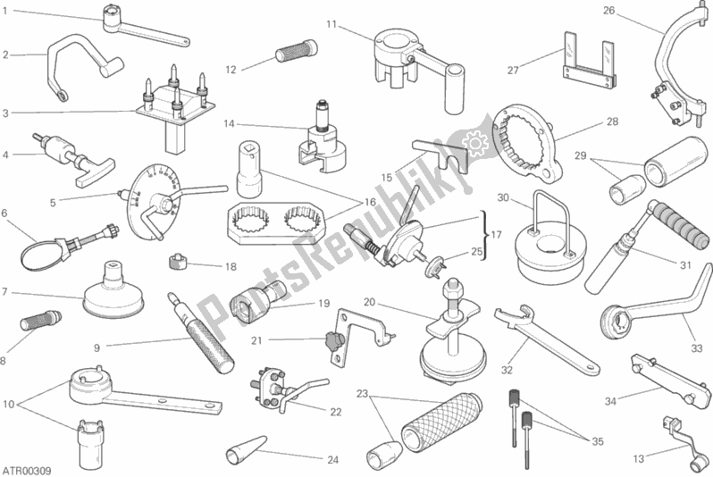 All parts for the Workshop Service Tools (engine) of the Ducati Hypermotard Hyperstrada Brasil 821 2014